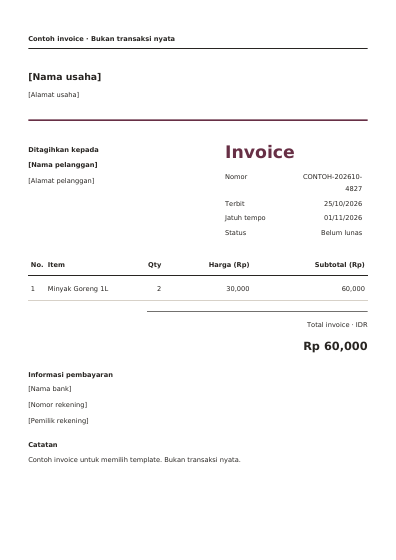 Contoh invoice Ruang Logo